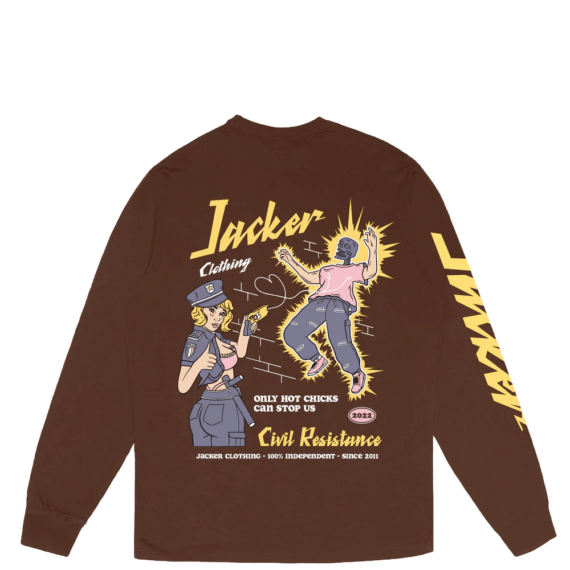 Tee Shirt Jacker LS Hot Chicks Brown